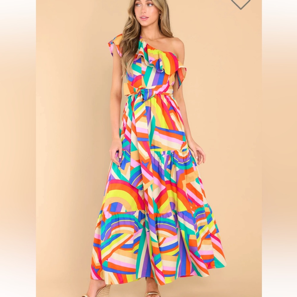 **NWT** BLUE PEPPER None Can Compare Rainbow Print Maxi Dress from Red Dress